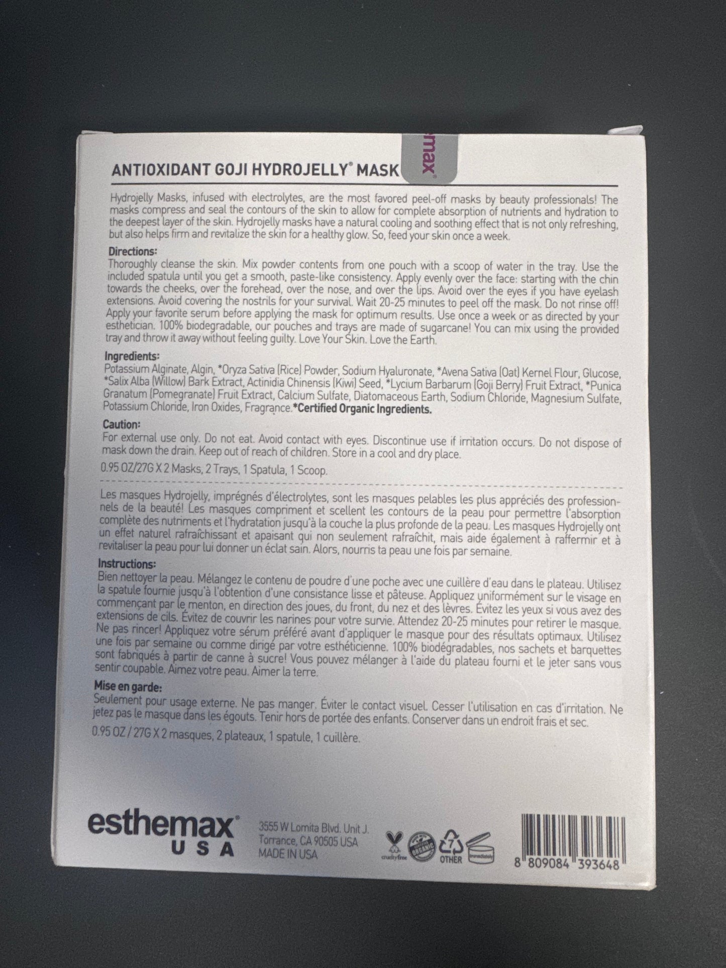 Esthemax Goji Hydrojelly Mask back