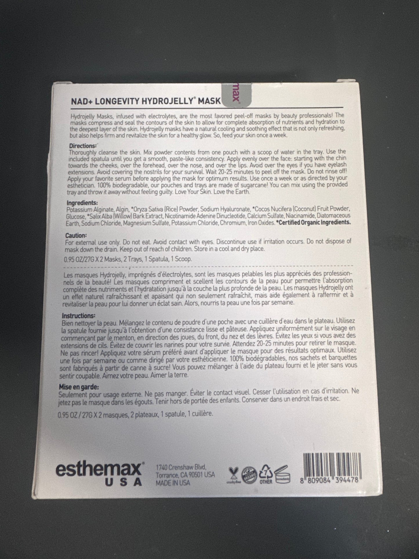 Esthemax NAD+Longevity Hydrojelly Mask back
