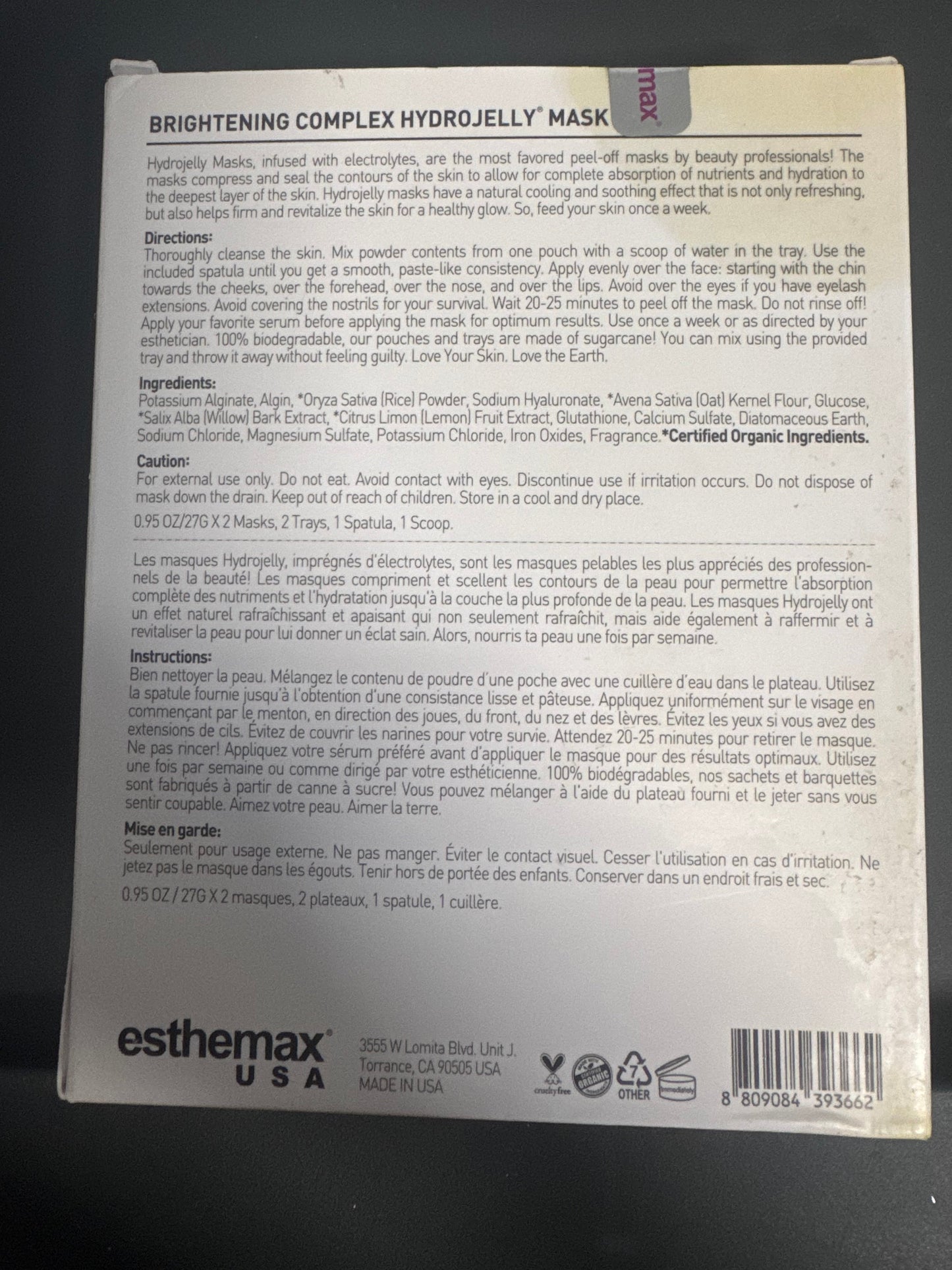 Esthemax Brightening Hydrojelly Mask back