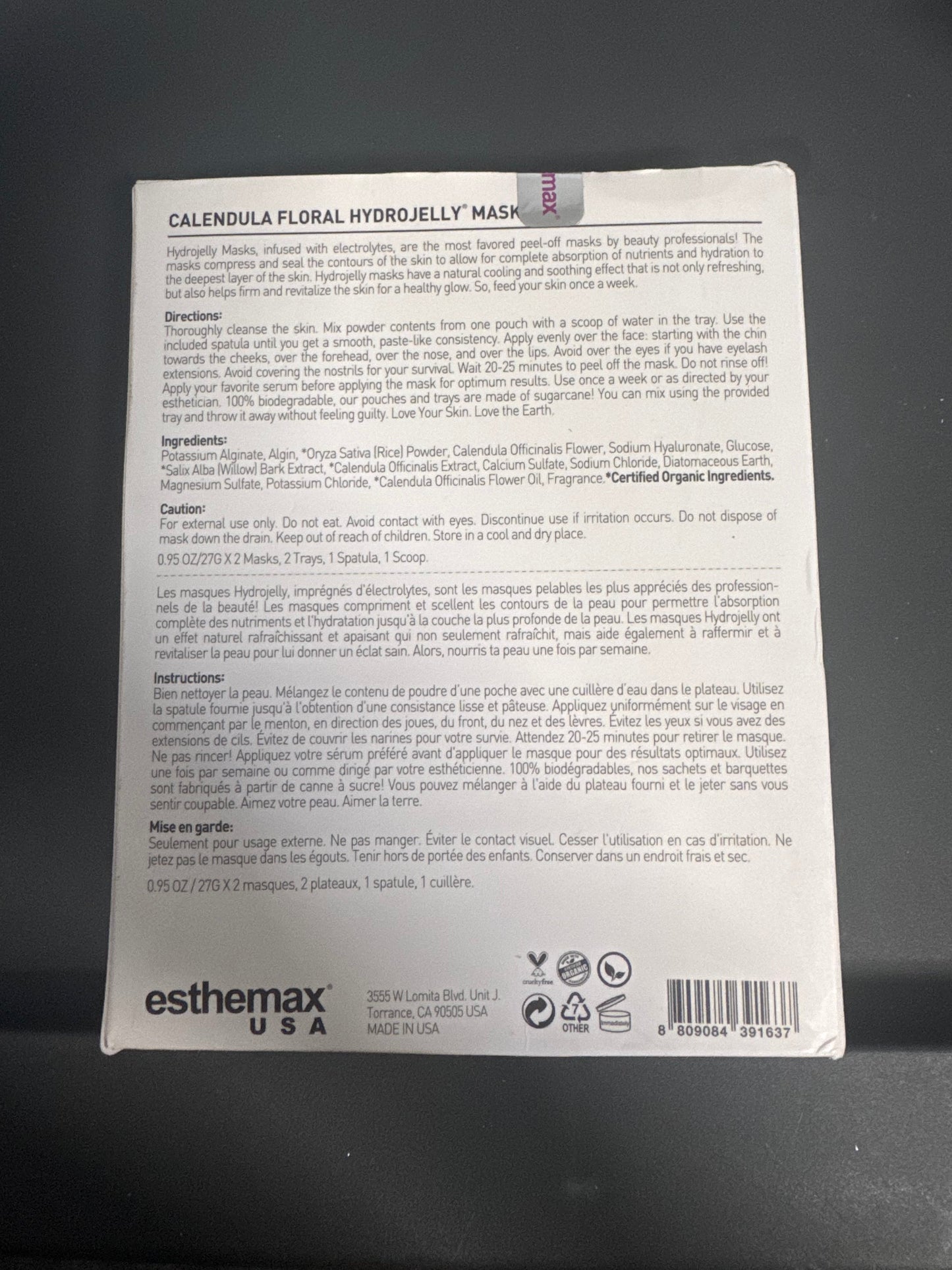 Esthemax Calendula Floral Hydrojelly Mask back