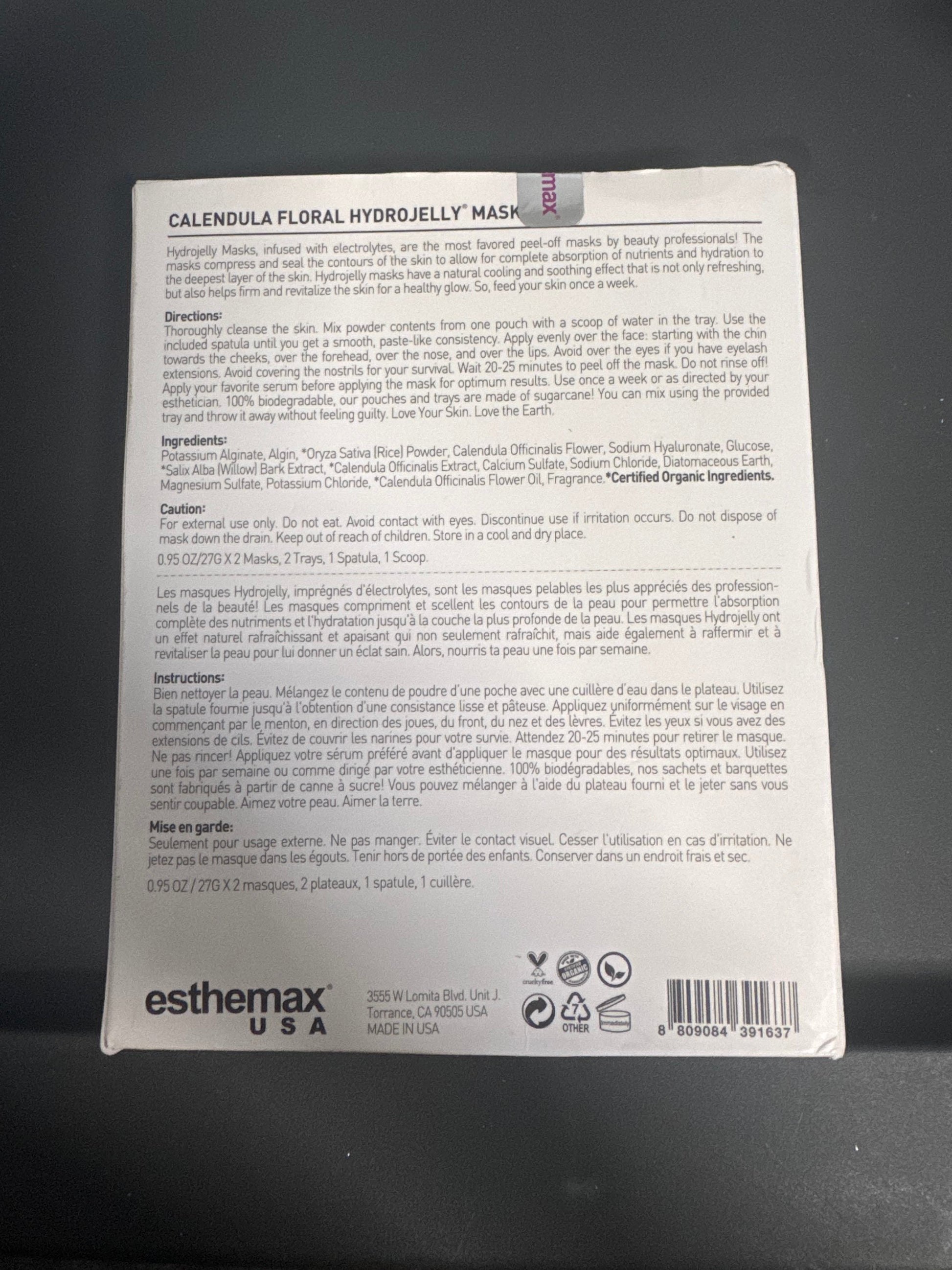 Esthemax Calendula Floral Hydrojelly Mask back