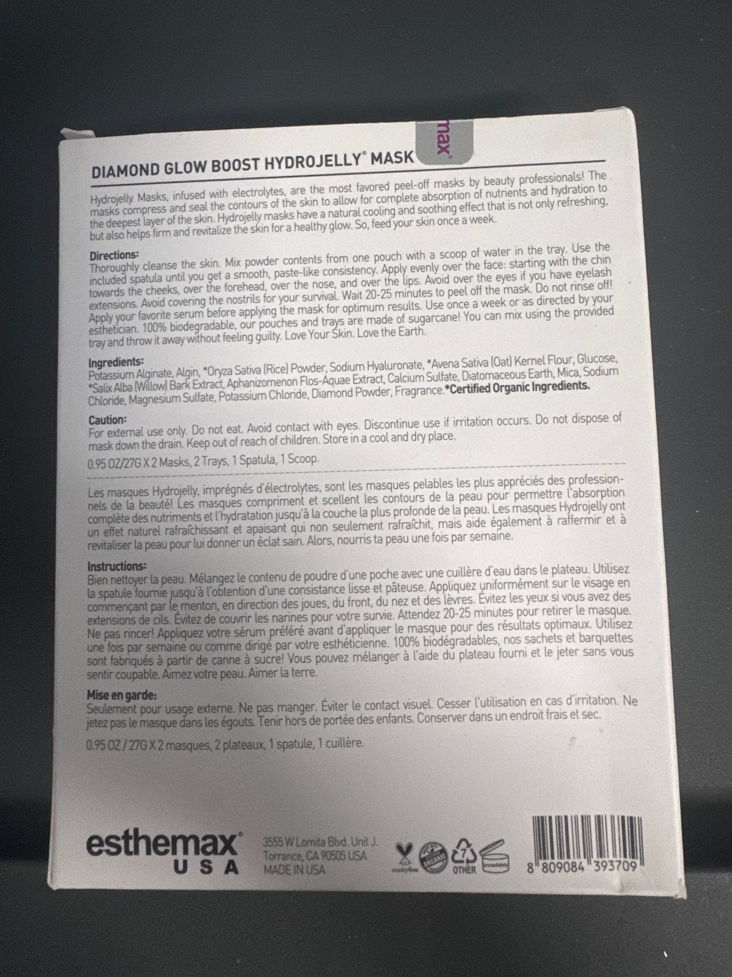 Esthemax Diamond Glow Boost Hydrojelly Mask back