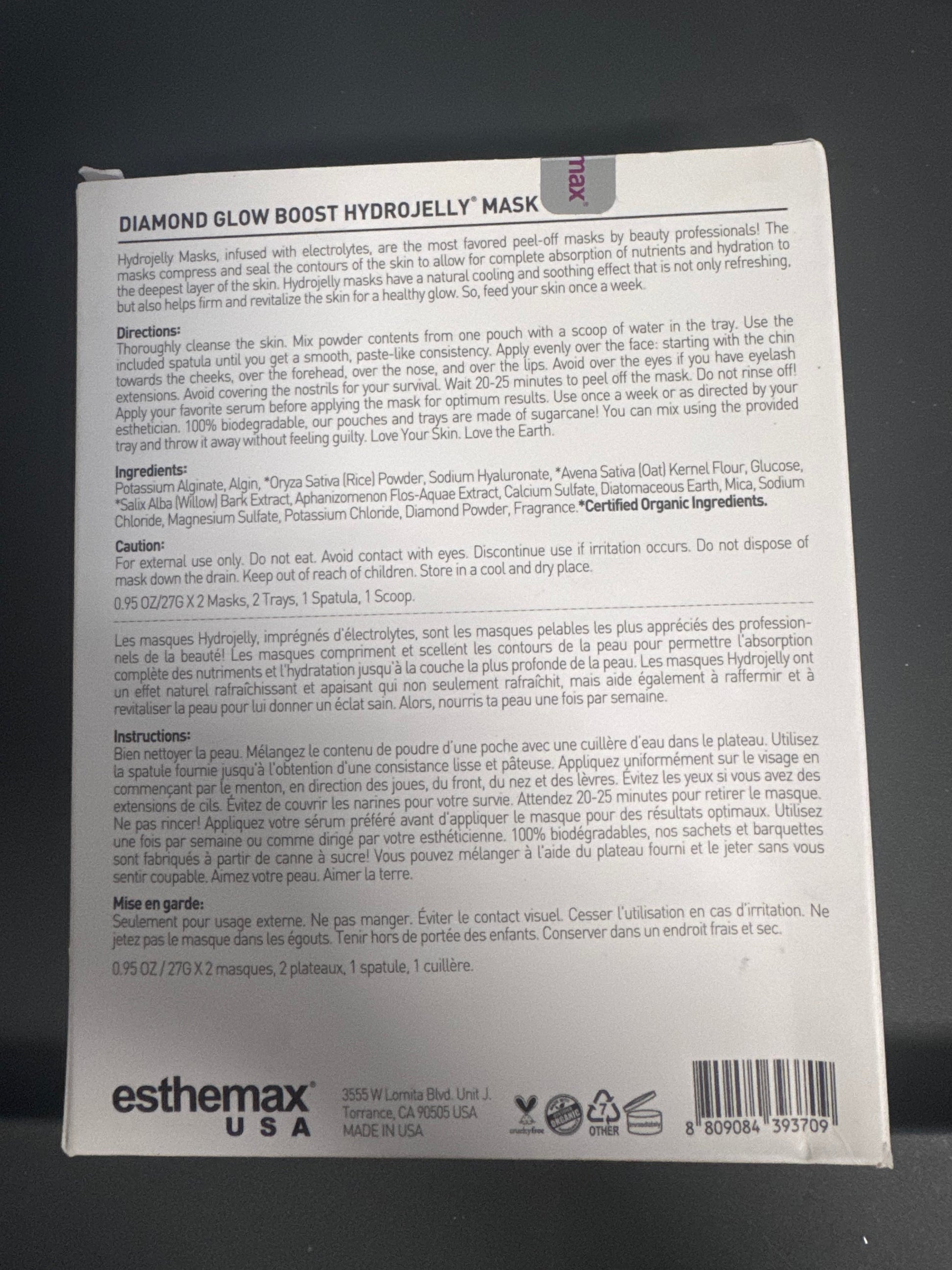 Esthemax Diamond Glow Boost Hydrojelly Mask back