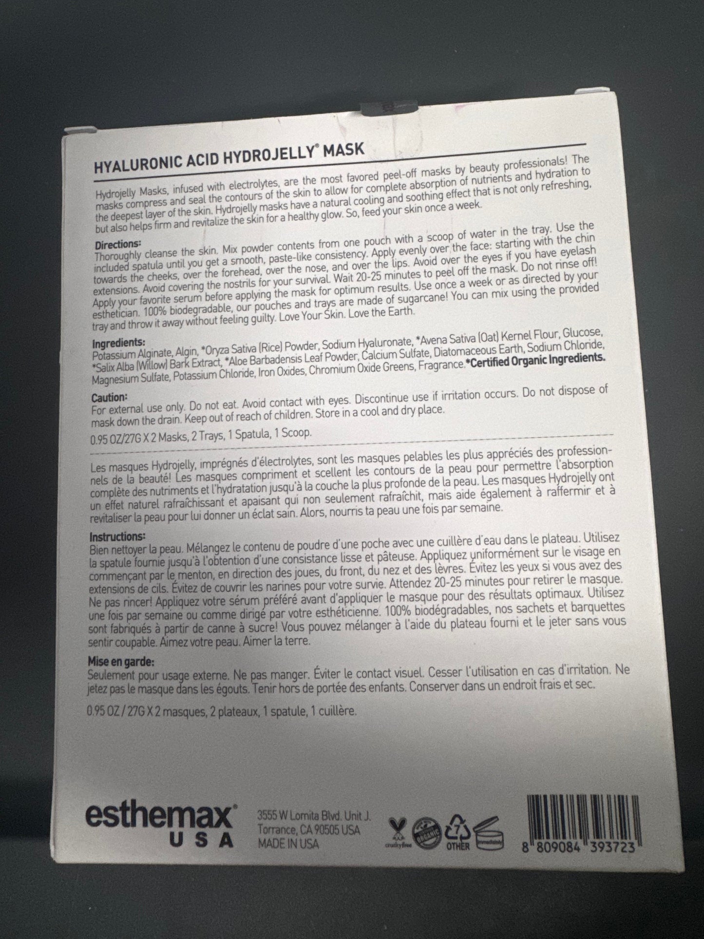 Esthemax Hyaluronic Acid Hydrojelly Mask back